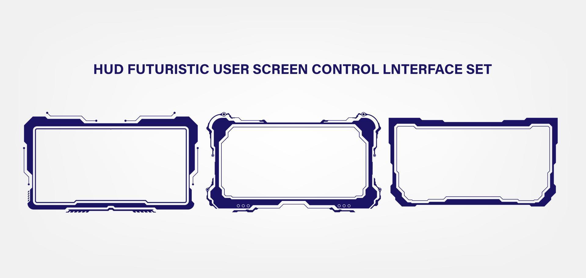 HUD Futuristic User Screen Control Interface Set. Abstract Virtual Hologram Target Monitor Concept Design. vector