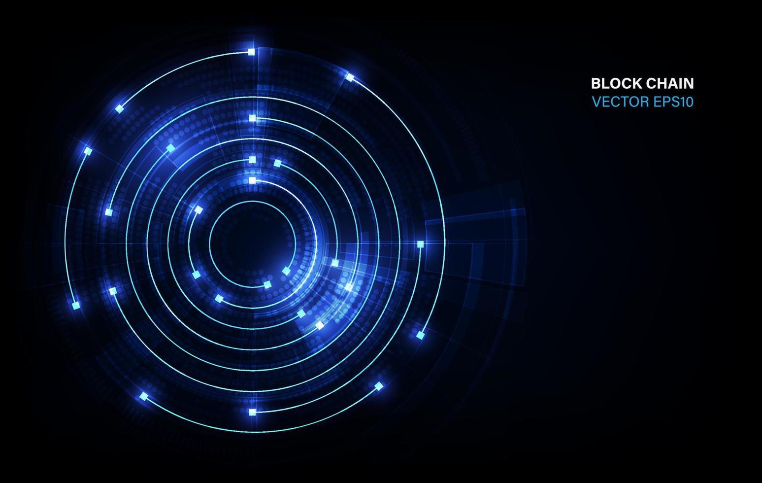 Block chain network circle ring movement line in blue  light concept, vector illustration