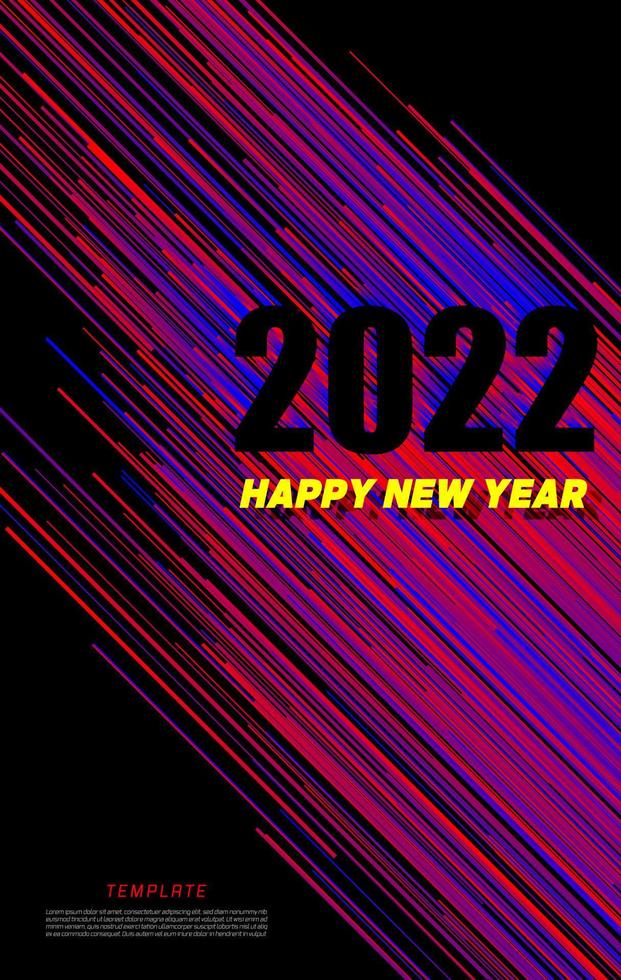 Happy New Year 2022 text design. for Brochure design template, card, banner. Vector illustration. Isolated on white background.