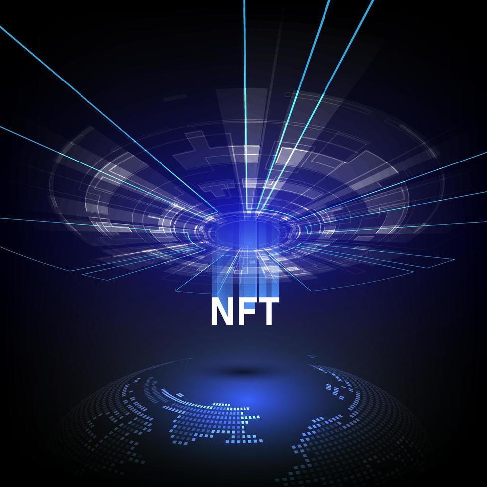 NFT non fungible tokens with glitter effect in style. Vector illustration design.