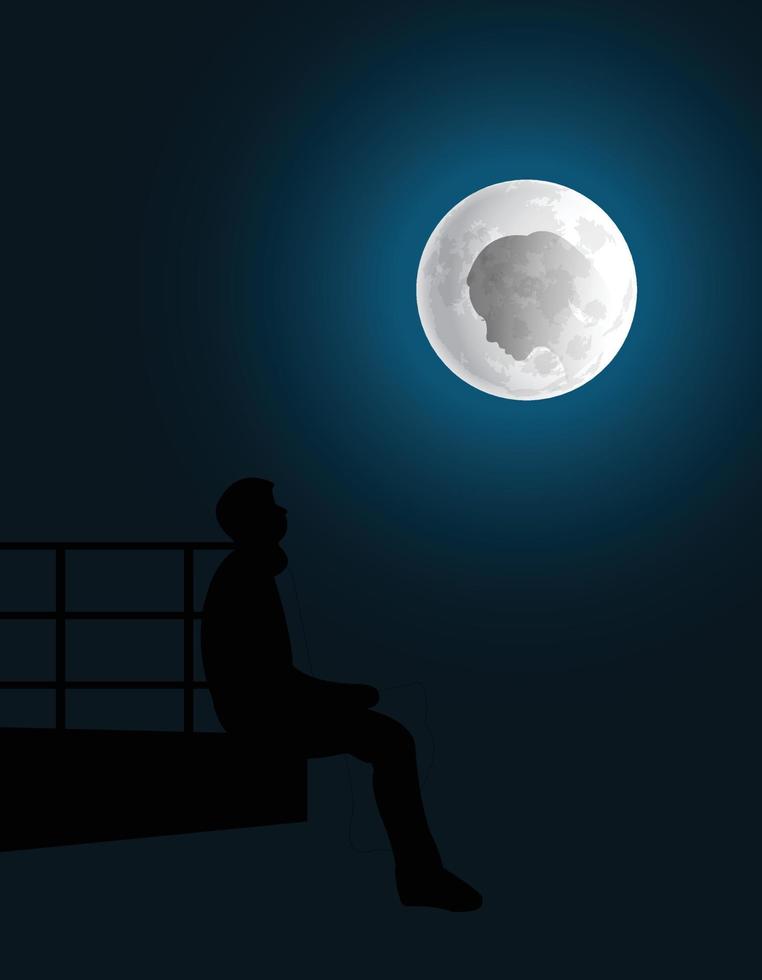 Lonely boy suffering from depression concept illustration vector