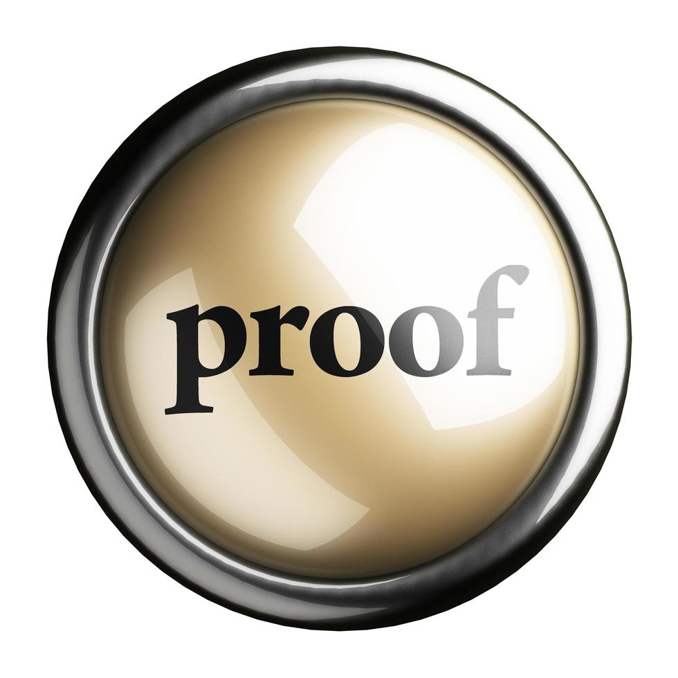 proof word on isolated button photo
