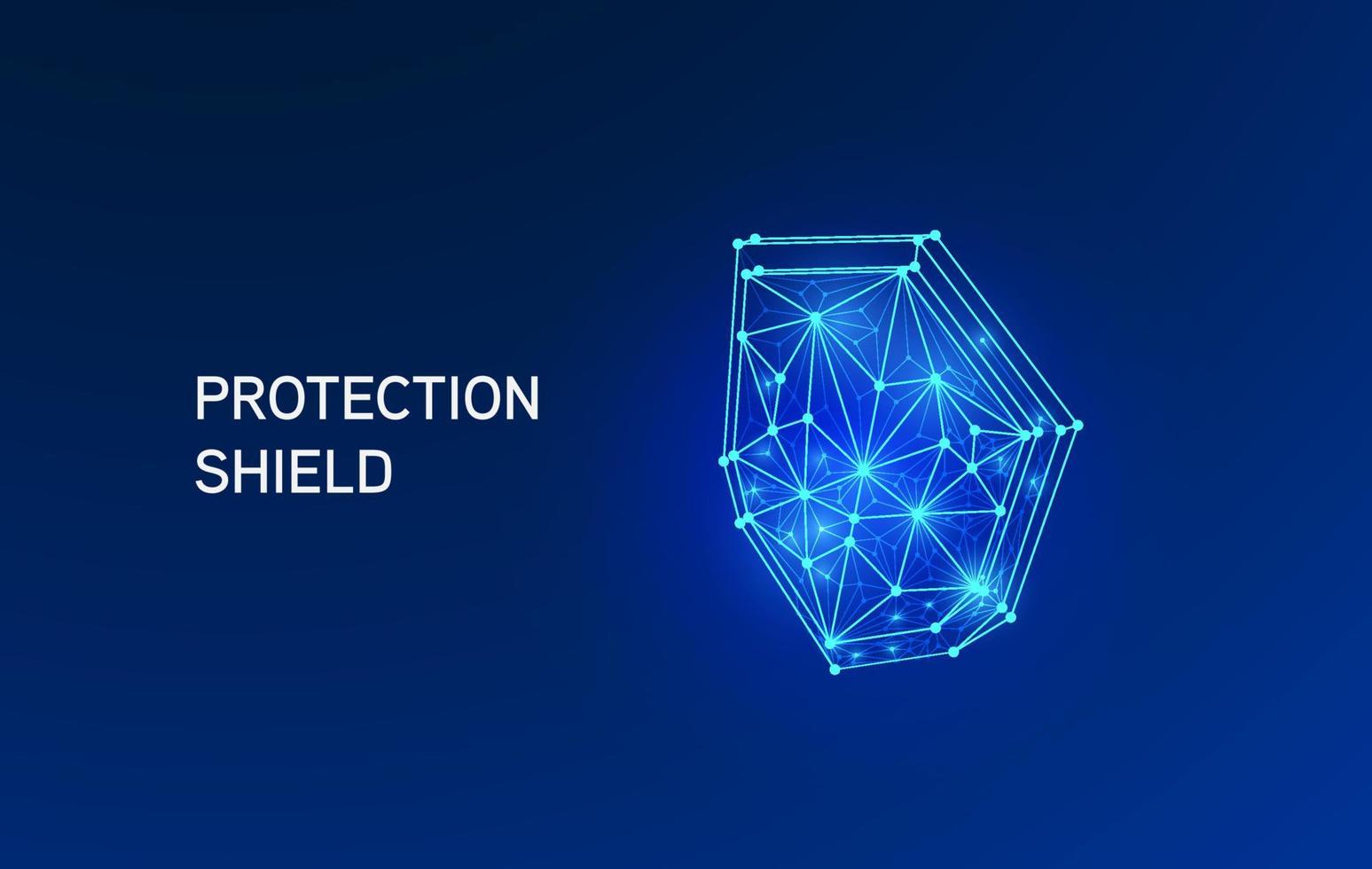 Shield virus protection in futuristic style for landing page. Digital cyber shield protects immunity from viruses vector