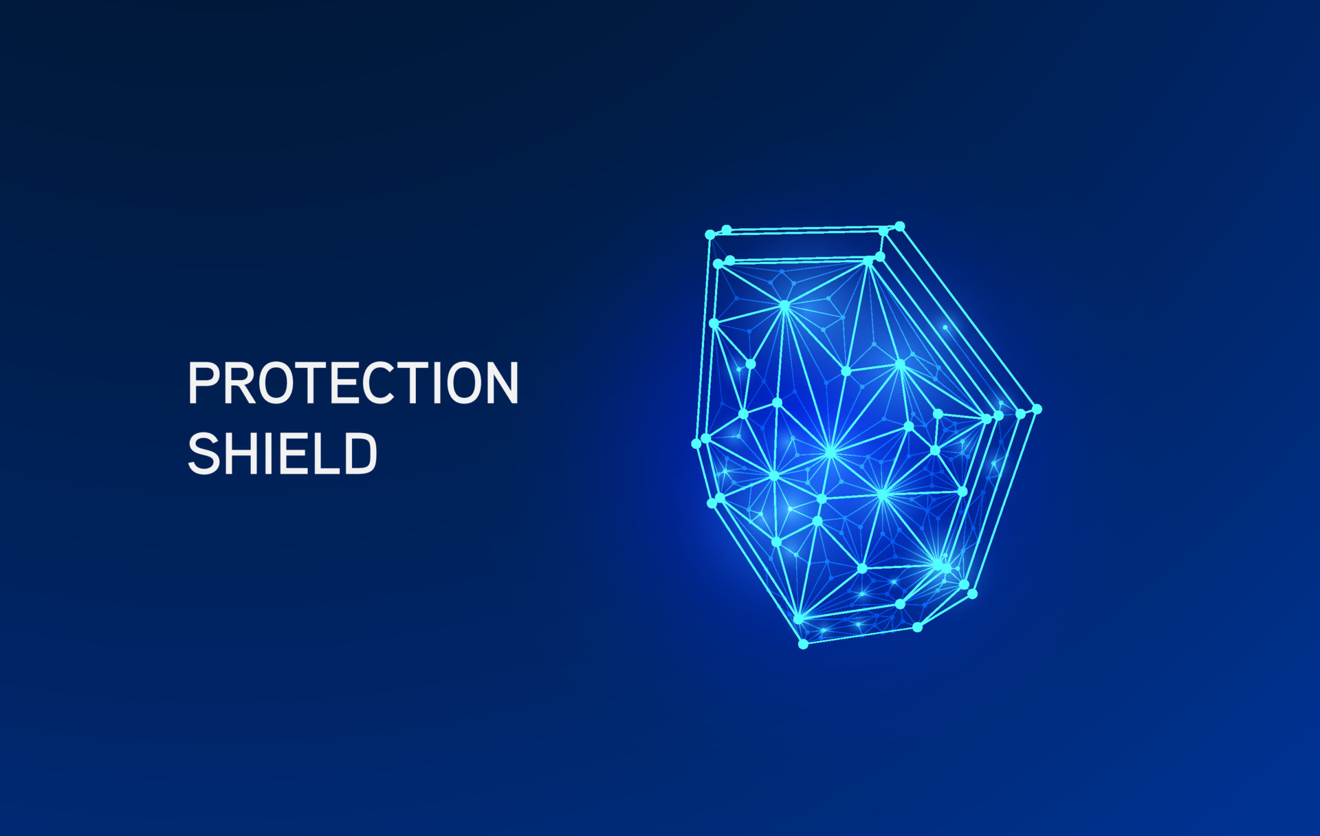 Shield virus protection in futuristic style for landing page. Digital