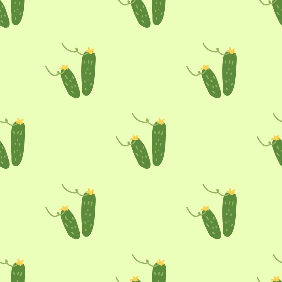 Cucumber pattern. Hand-drawn cucumber on a pattern. Kitchen pattern. Vegetable pattern. vector