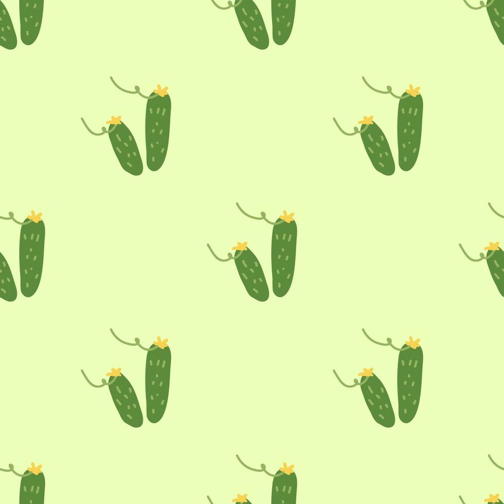 Cucumber pattern. Hand-drawn cucumber on a pattern. Kitchen pattern. Vegetable pattern. vector