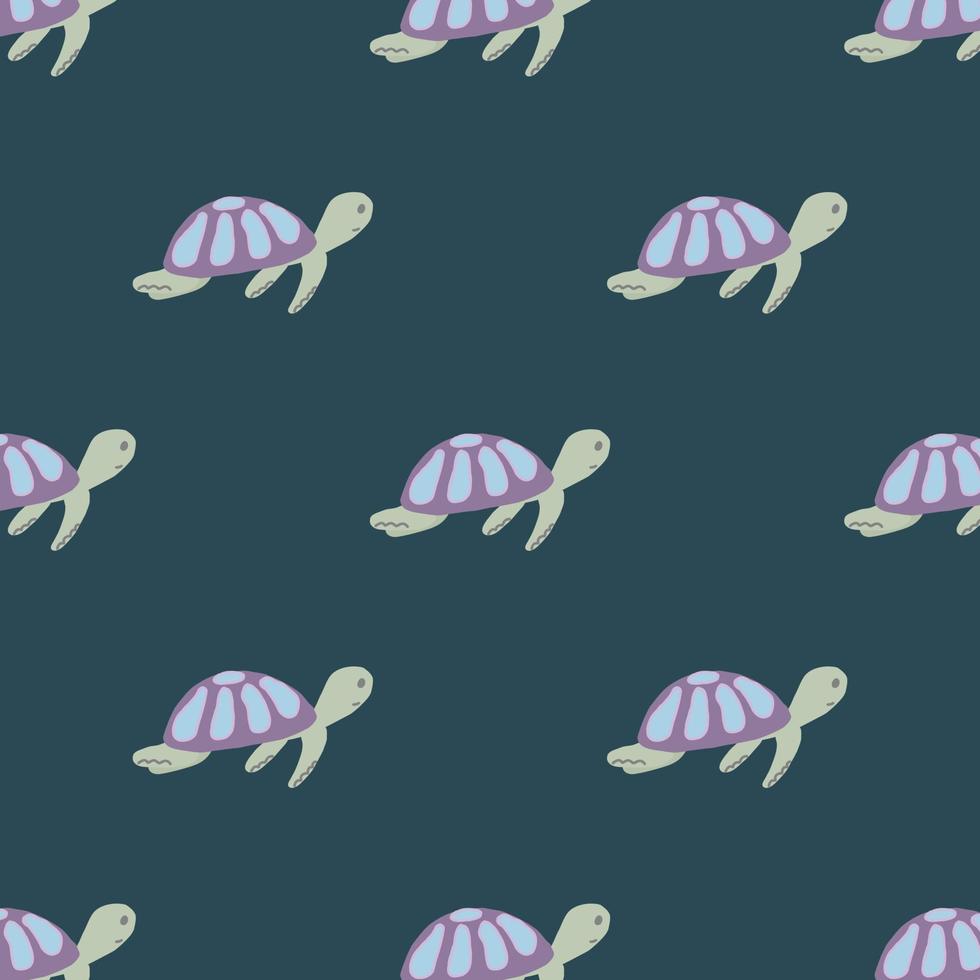 Turtles pattern. Blue background. undersea world. vector