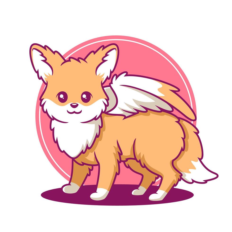 cute fantasy fox cartoon illustration vector