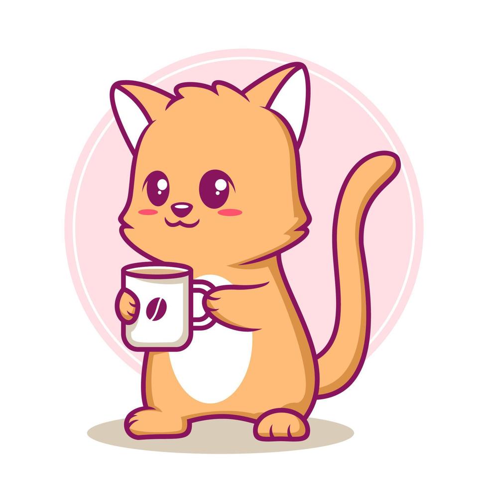 ejemplo lindo de la historieta del café del gato vector