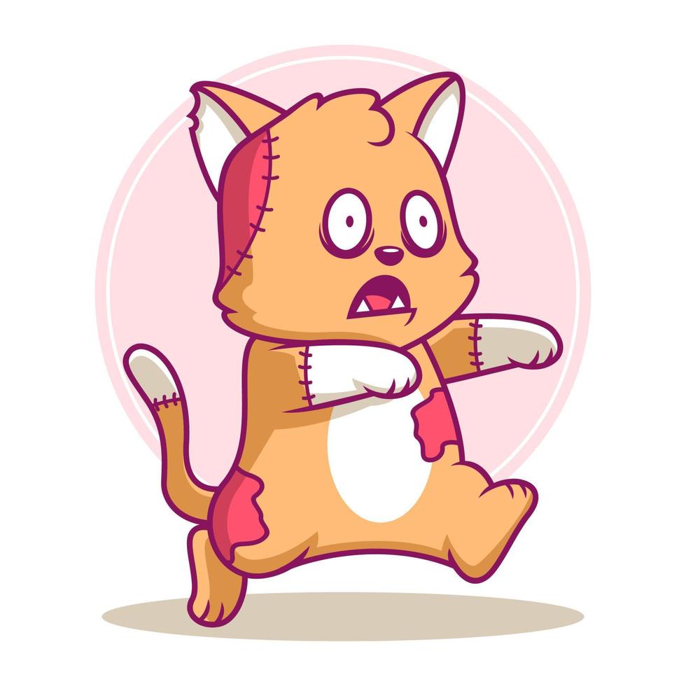 cute zombie cat cartoon illustration vector