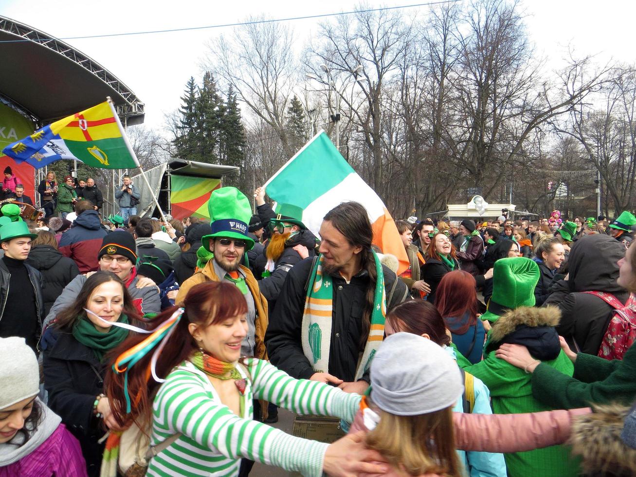 Moscow, Russia. March 18, 2017. Saint Patrick day celebration. People dance and have a fun. photo