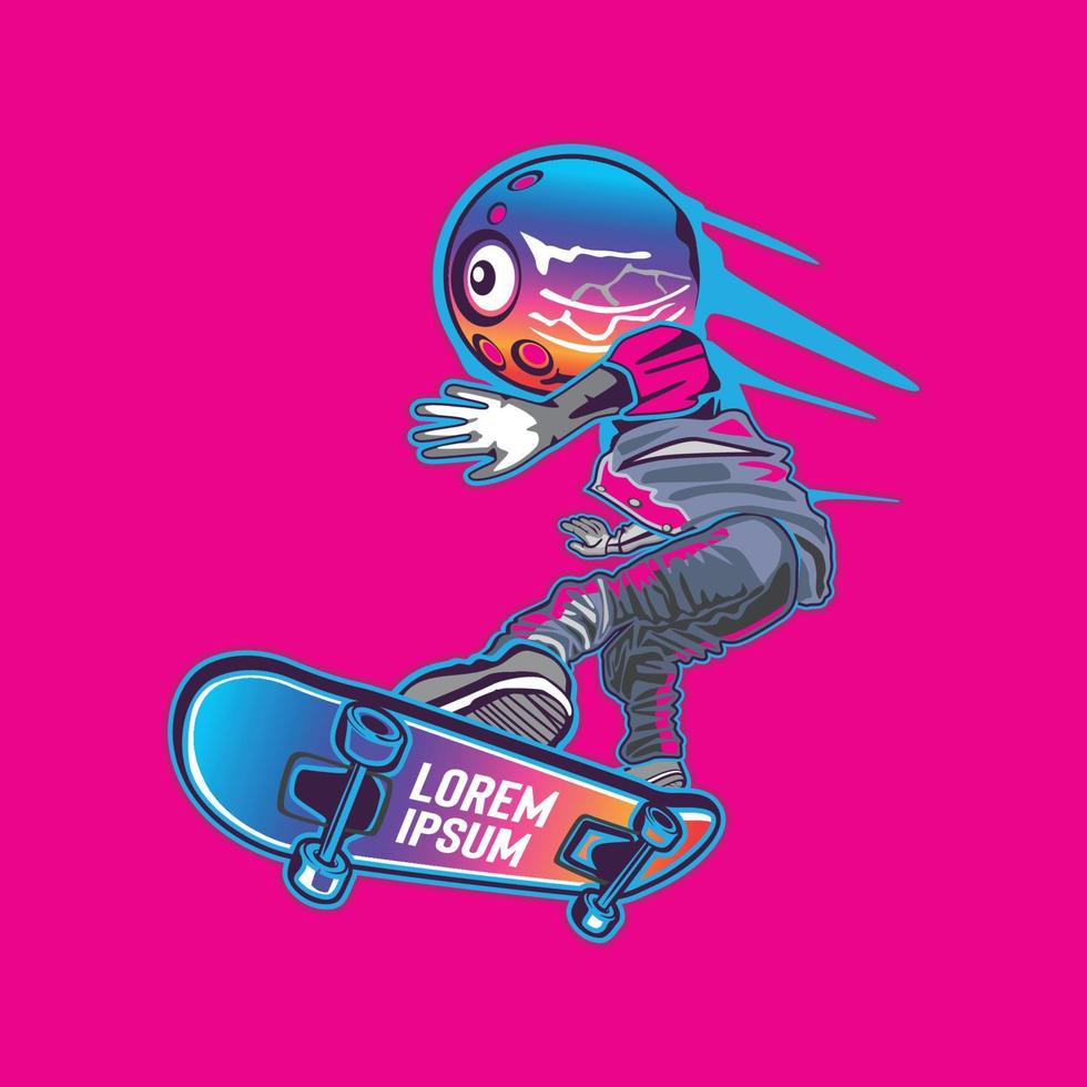 skate board with iconic players vector