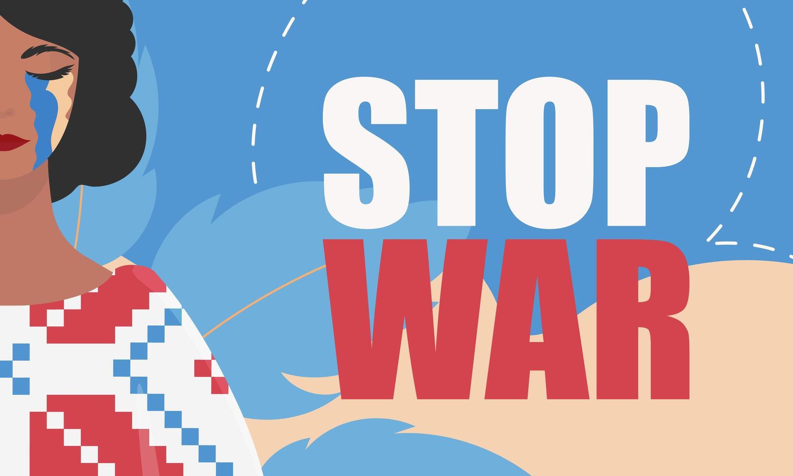Stop war poster with a woman in a traditional dress vector