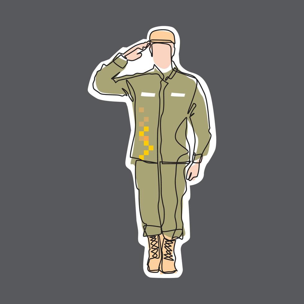 soldier standing position with respectful hands vector