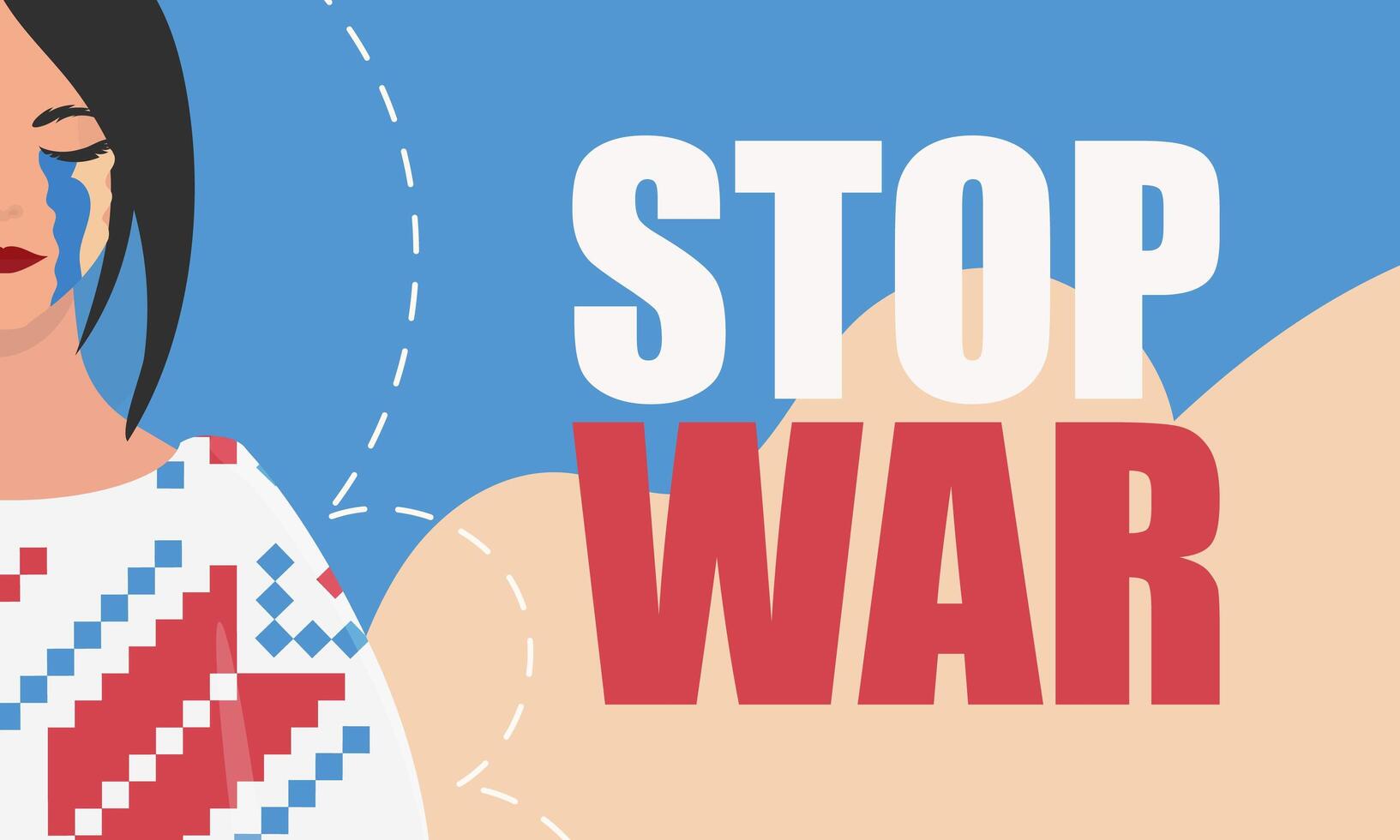 Stop war poster with a woman crying vector
