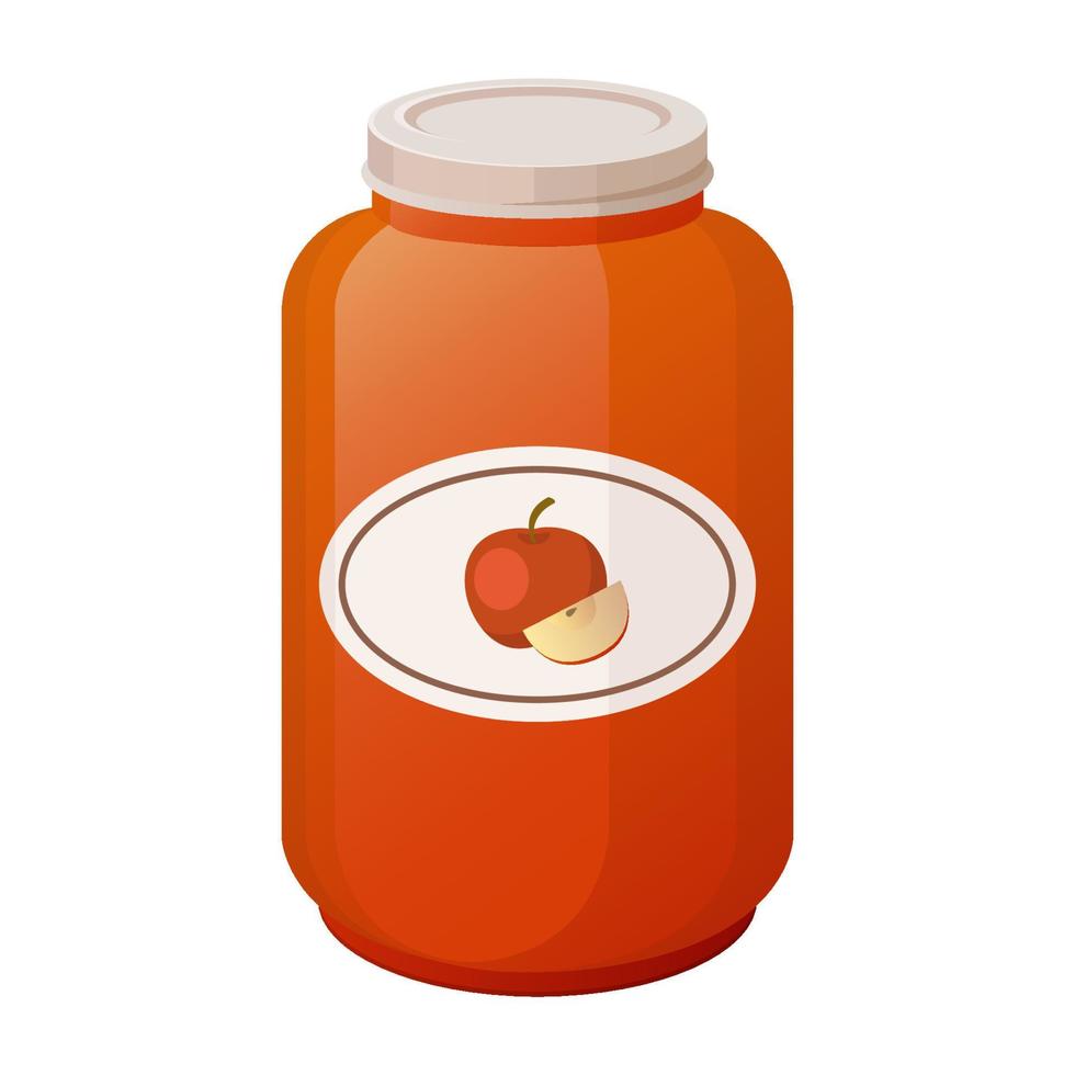 apple jam glass can cartoon vector illustration isolated object