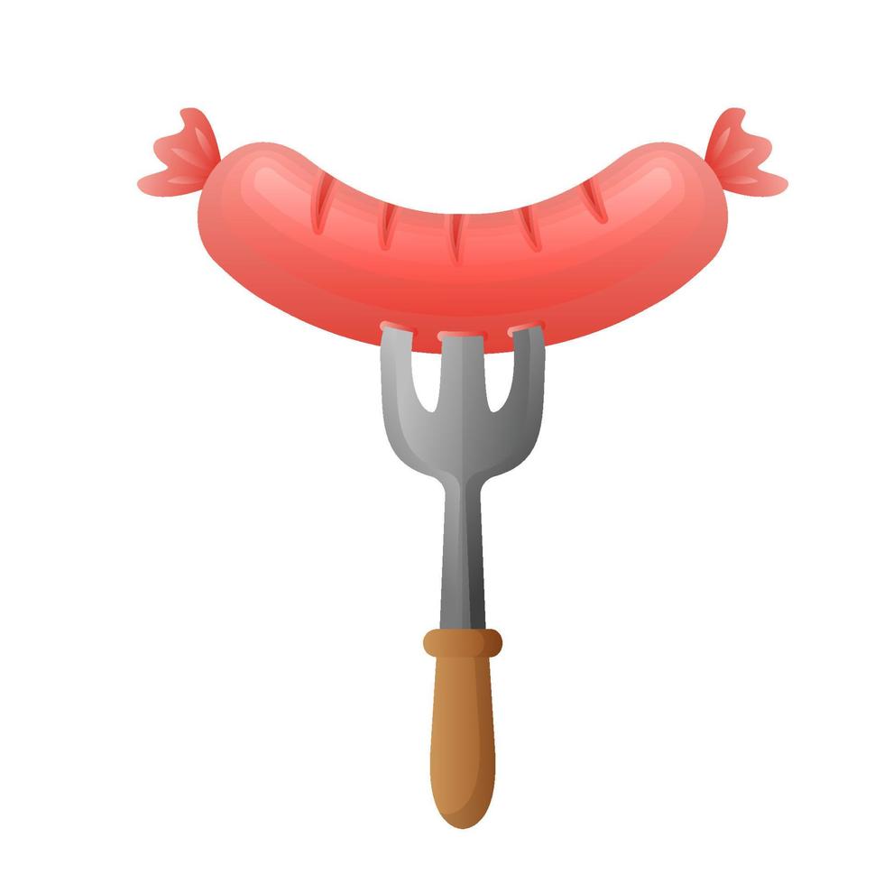 food sausage and fork cartoon vector illustration isolated object