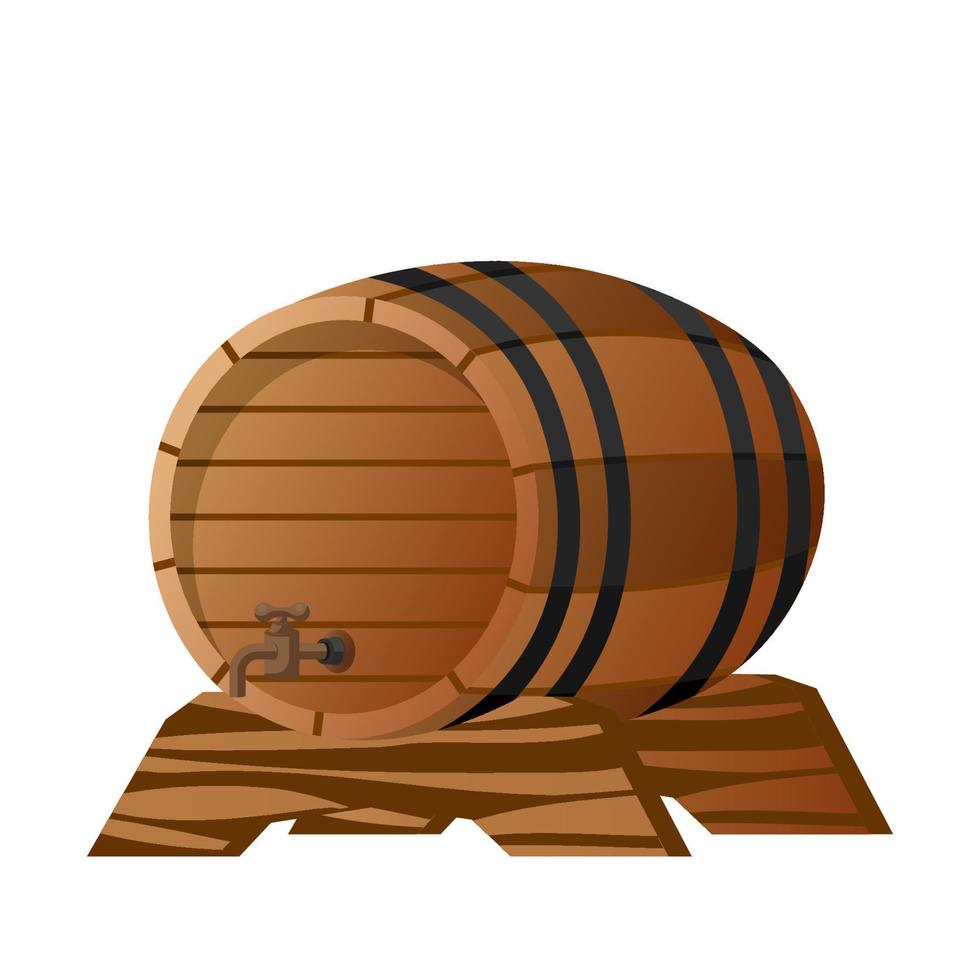 old wooden beer barrel cartoon vector illustration isolated object