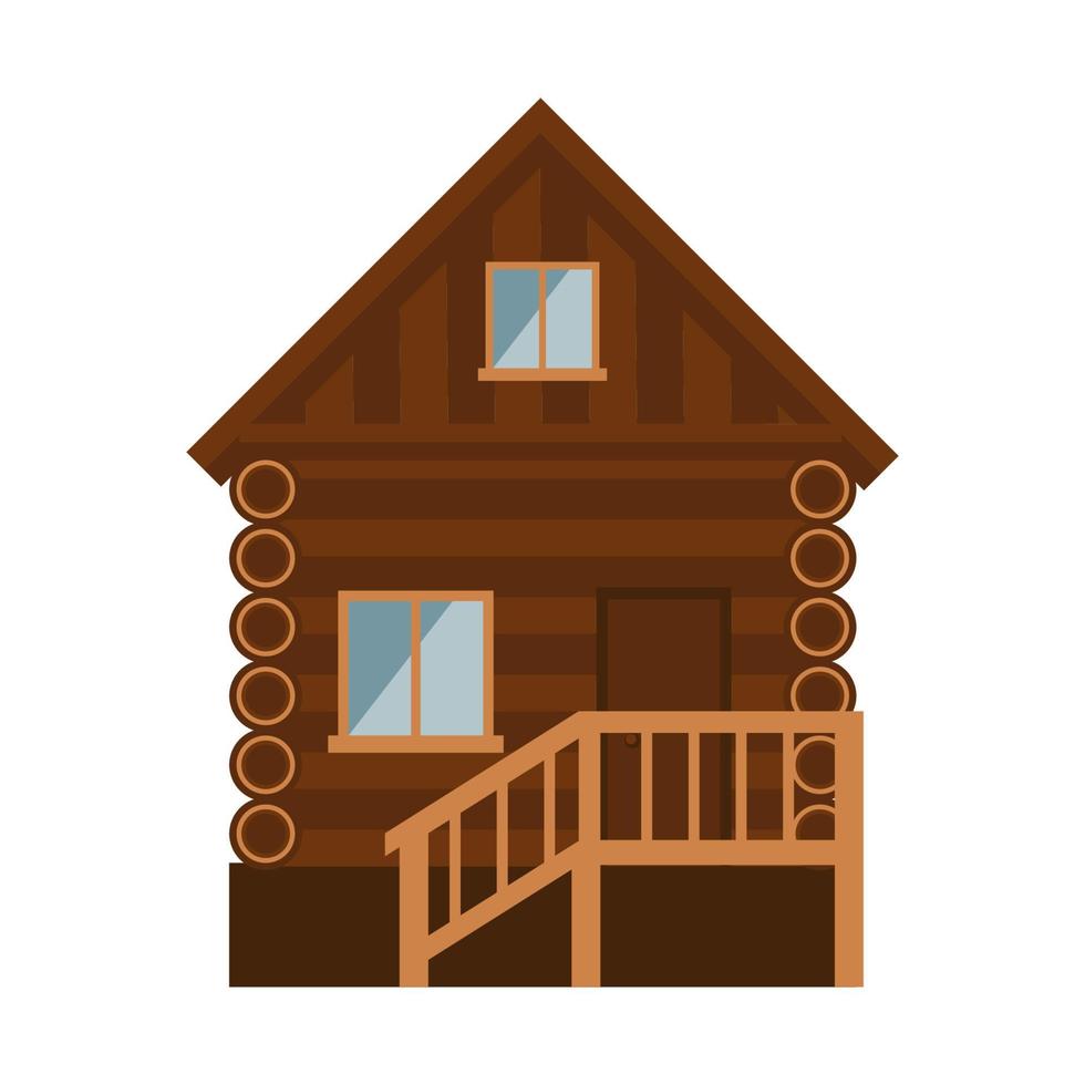 wooden house cartoon vector illustration isolated object