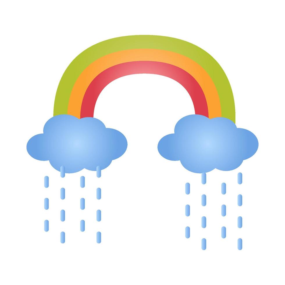 guardería arco iris nube lluvia dibujos animados vector ilustración objeto aislado