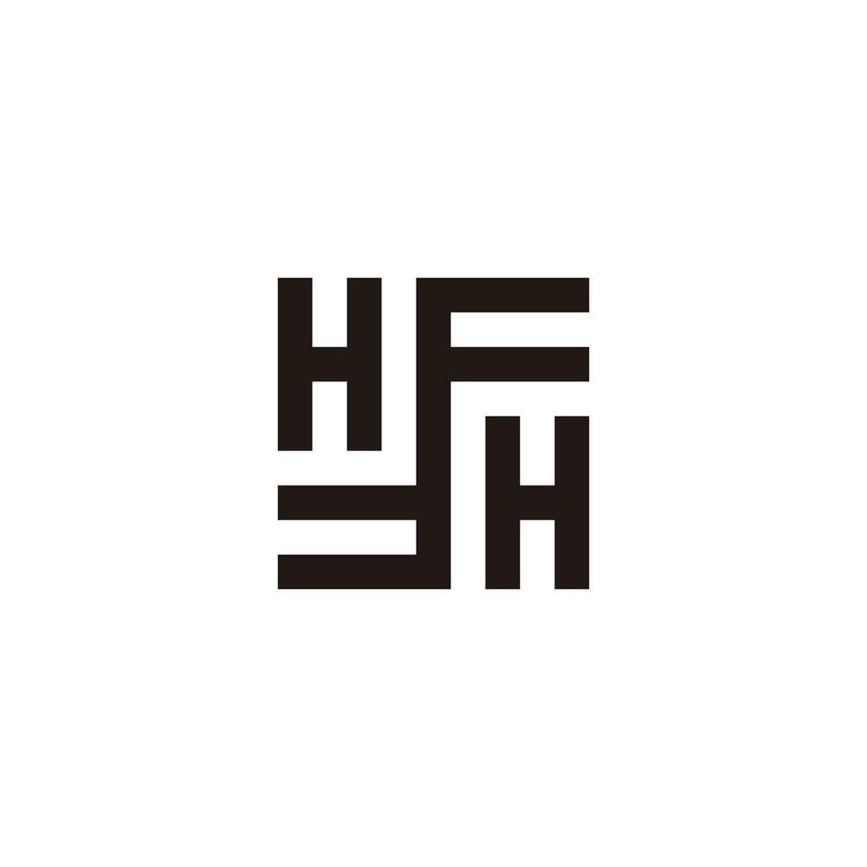 abstract letter hf circle geometric line square logo vector