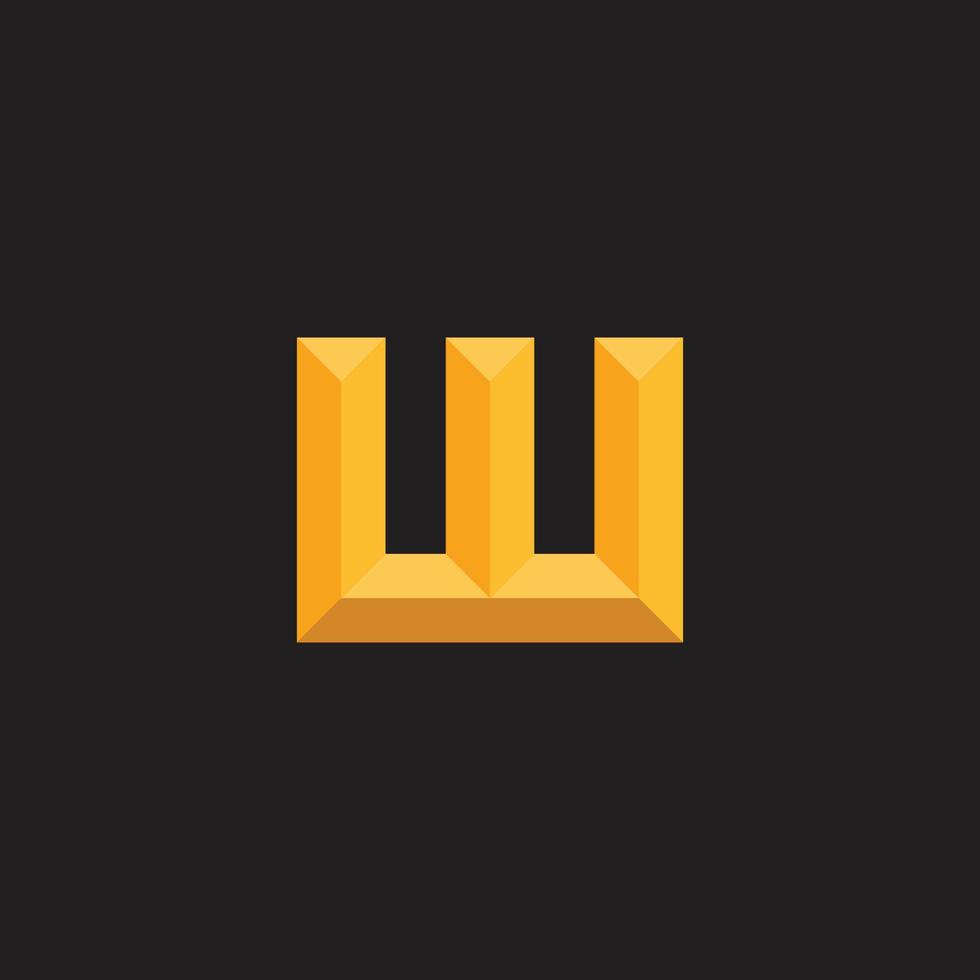 letter w pillars 3d design logo vector