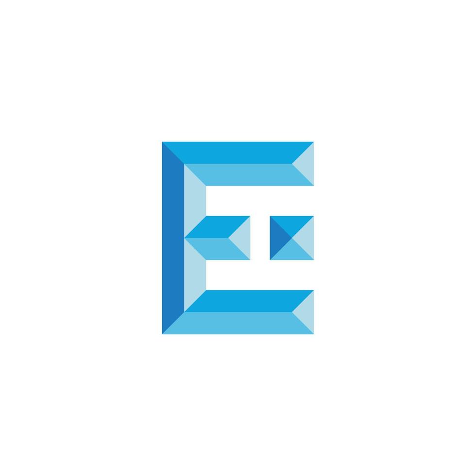 vector de logotipo degradado 3d de diamante azul letra e