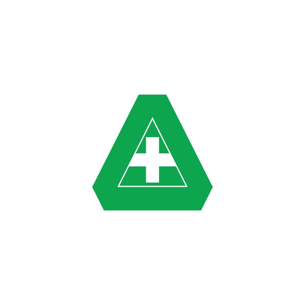 triángulo más vector de logotipo médico