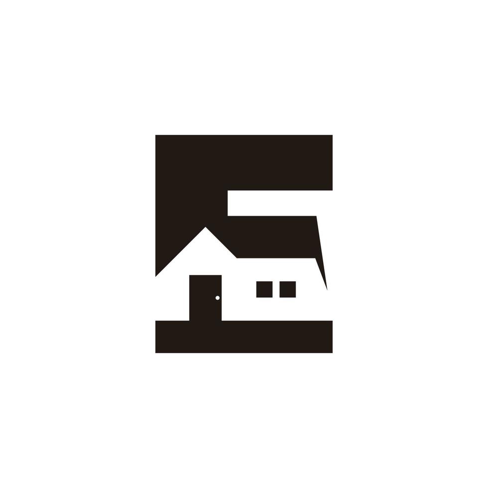 letter e home symbol negative space geometric design logo vector