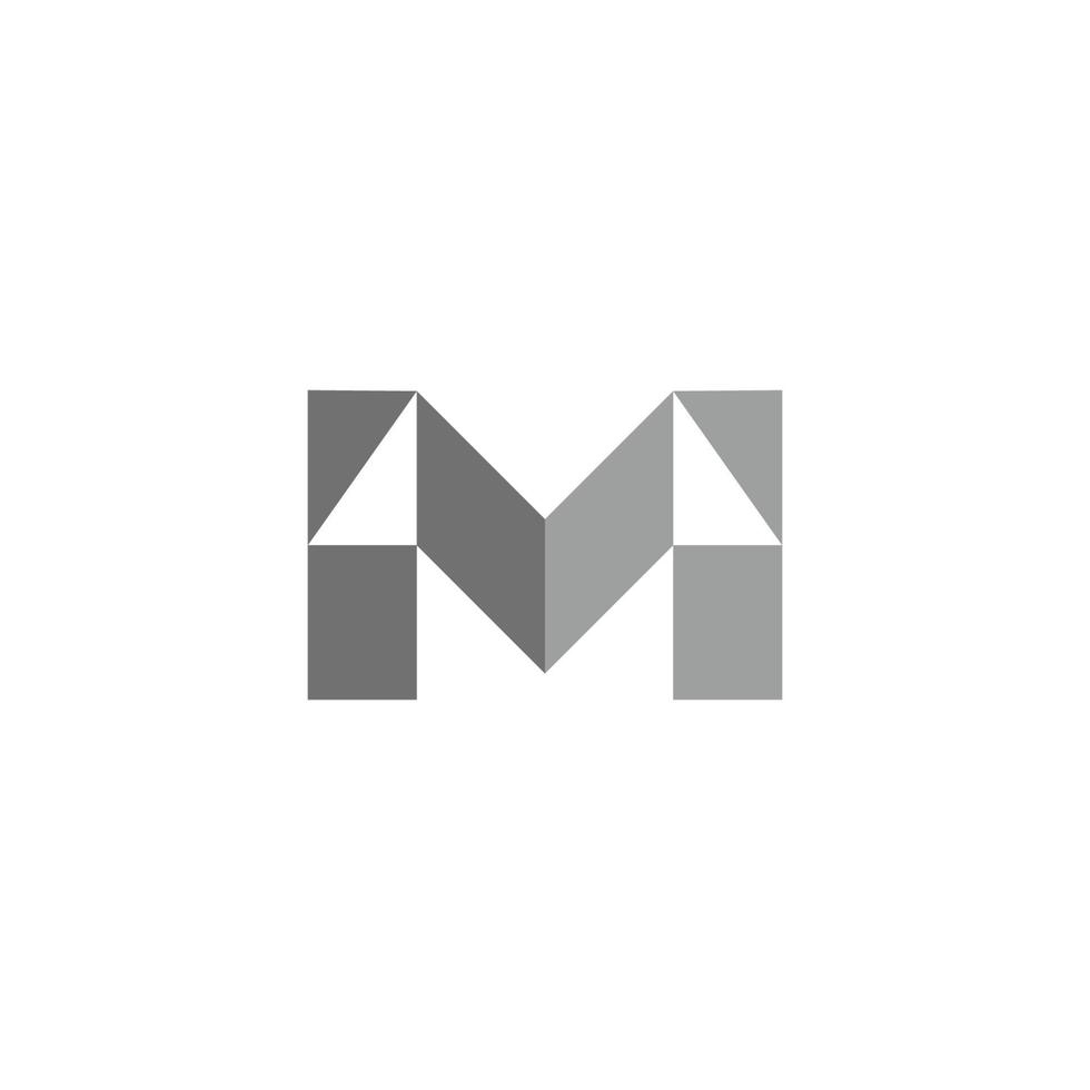 letter m triangle mosaic shadow geometric logo vector