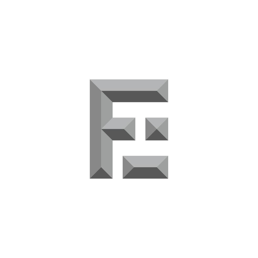 letter fe 3d gradient shadow logo vector