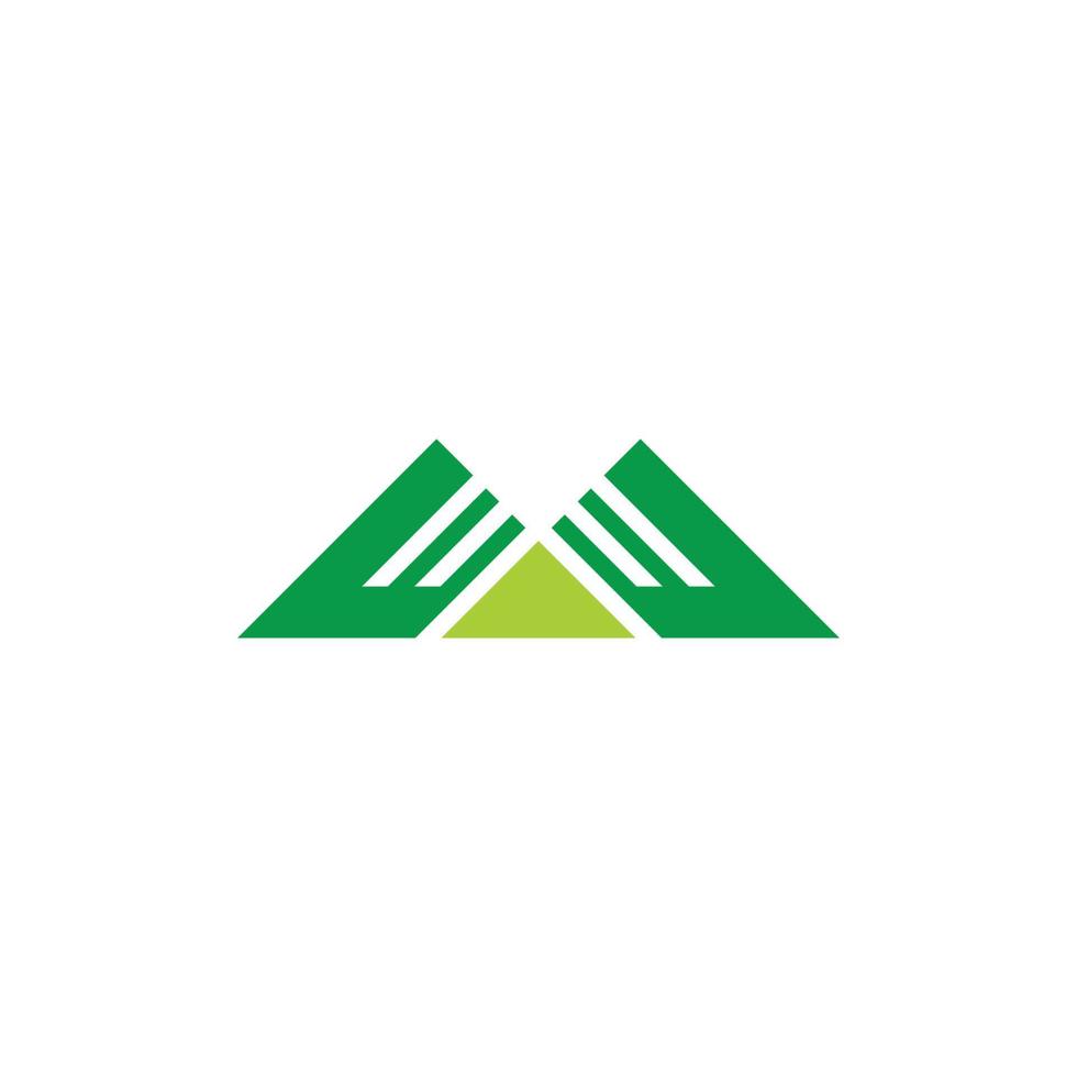 vector de logotipo geométrico de triángulo de rayas de montaña verde