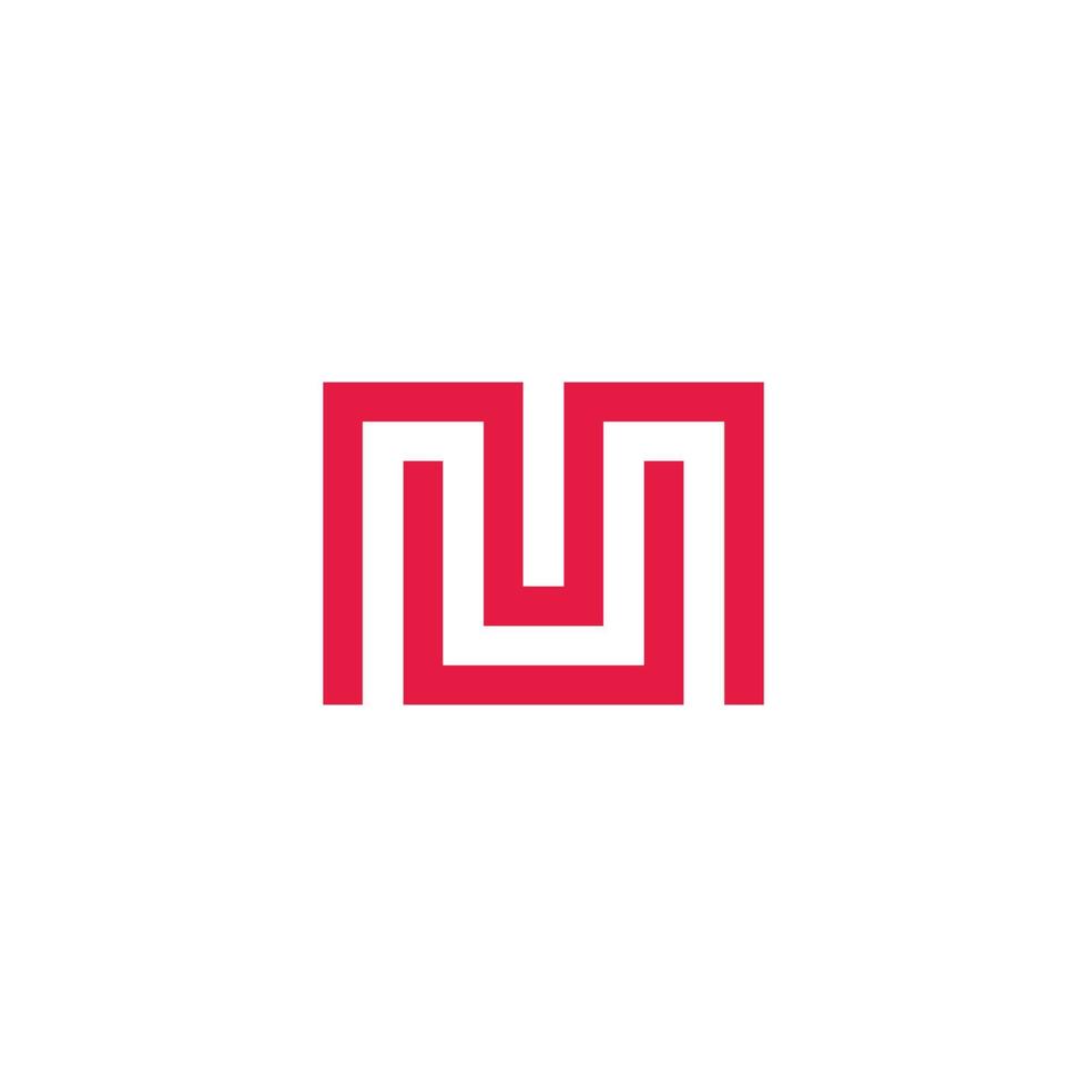letter mu square geometric maze line logo vector