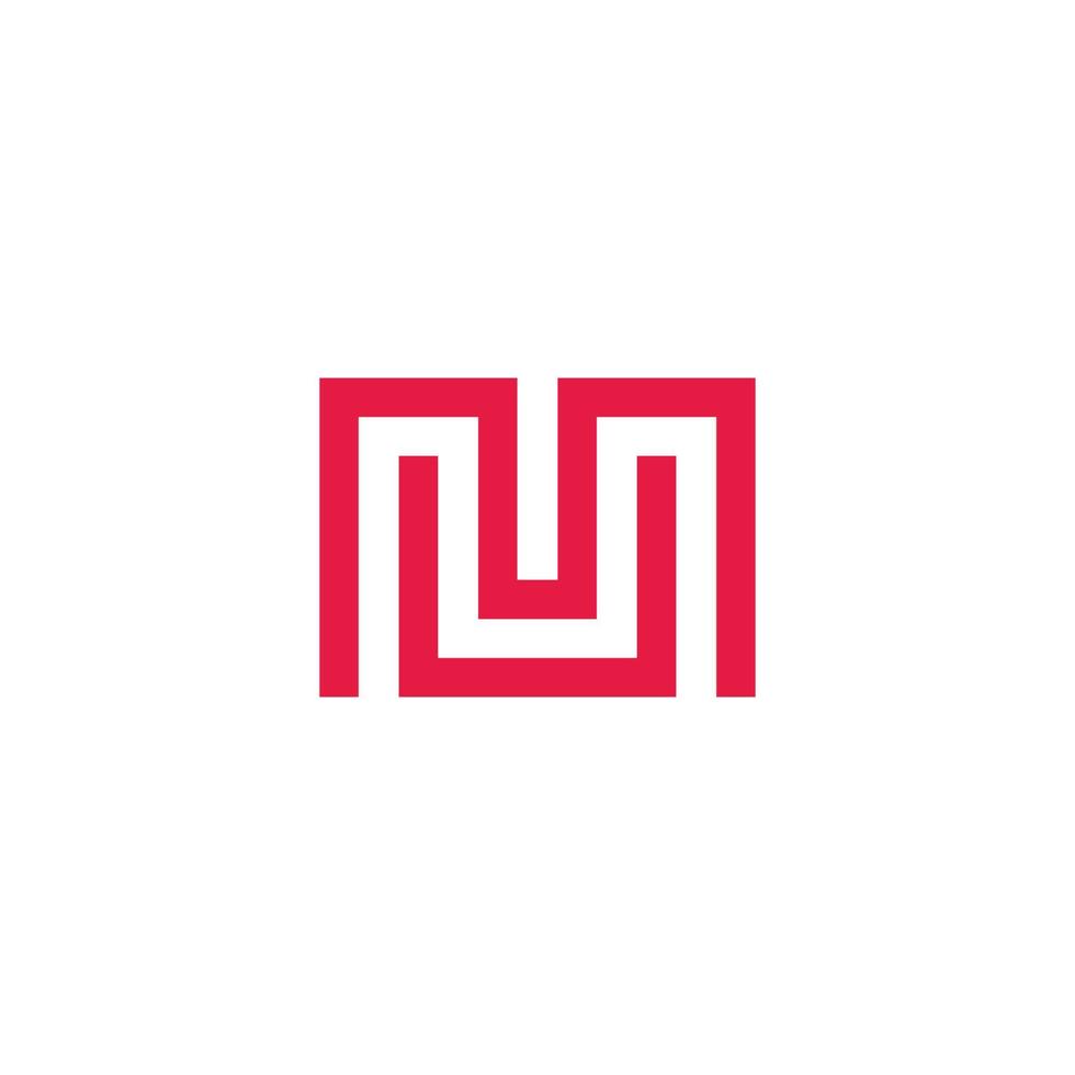 letter mu square geometric maze line logo vector