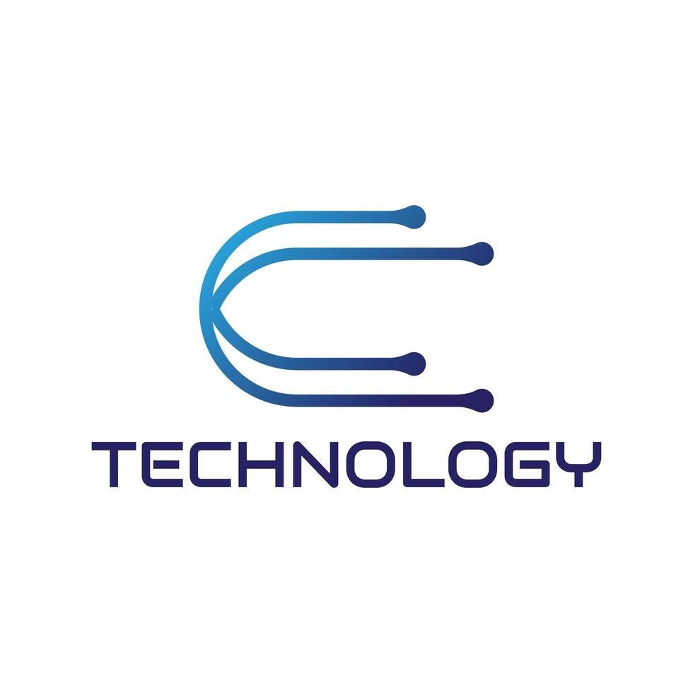 letter C technology logo design vector