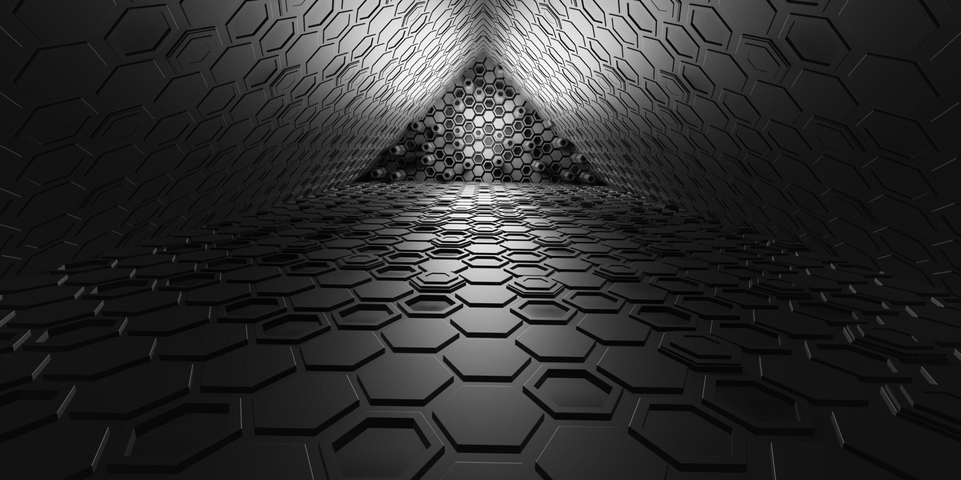 hexagon texture light tunnel corridor technology modern futuristic science fiction background photo