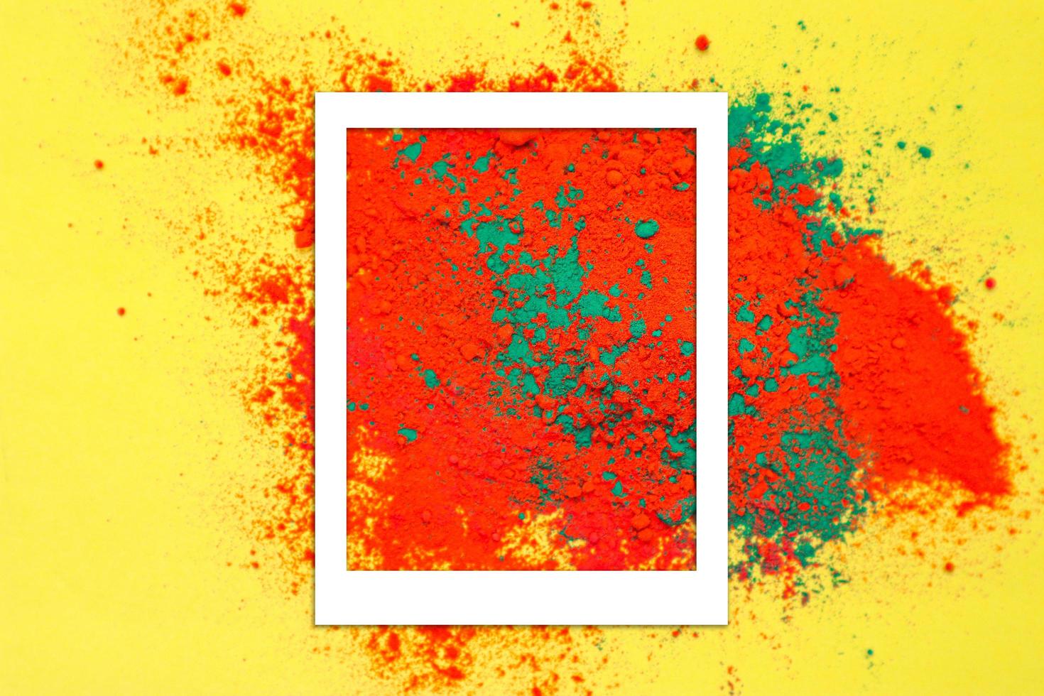 Photo frame on red and yellow bright dry colors.