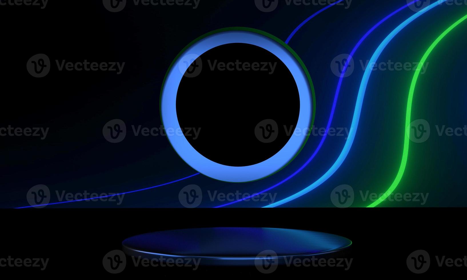 Futuristic pedestal for display. Blank podium for product. 3d rendering photo