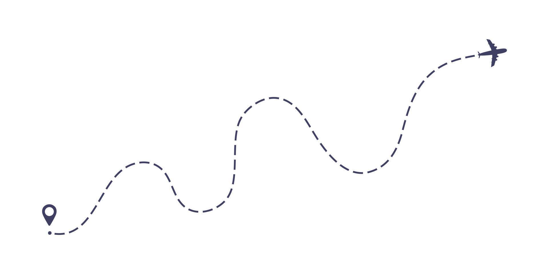 Airplane dashed line path flat style design vector illustration