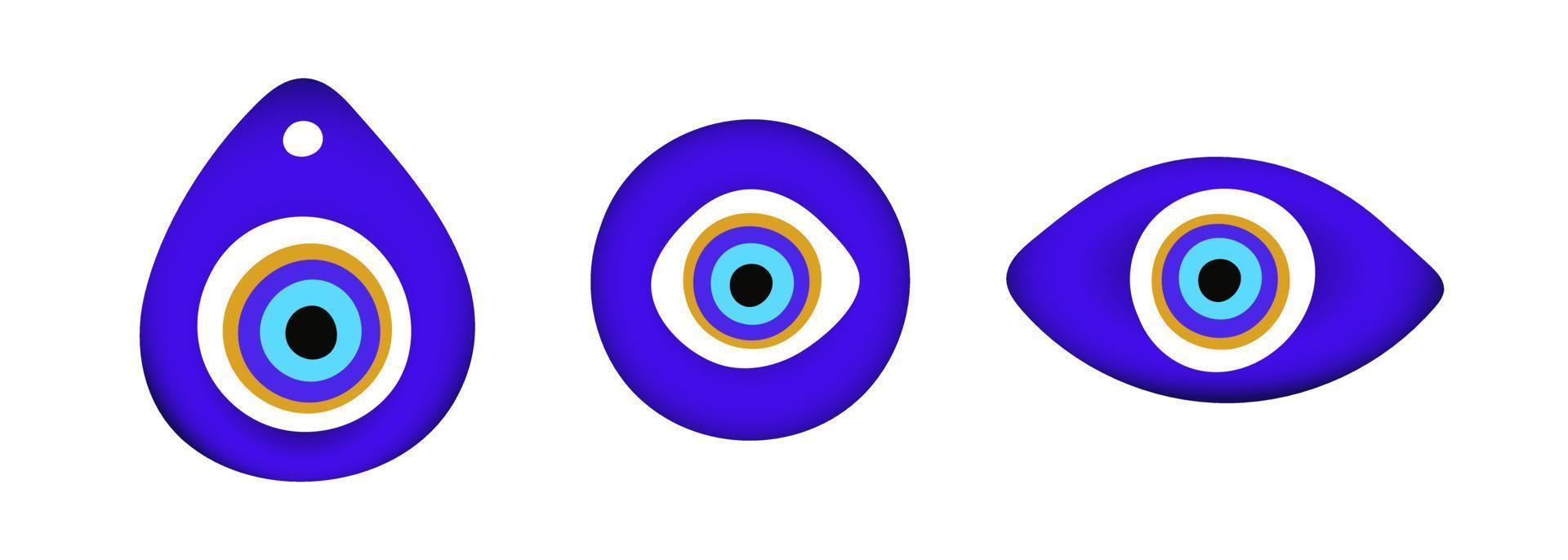 azul oriental mal de ojo símbolo amuleto estilo plano diseño vector ilustración aislado sobre fondo blanco.