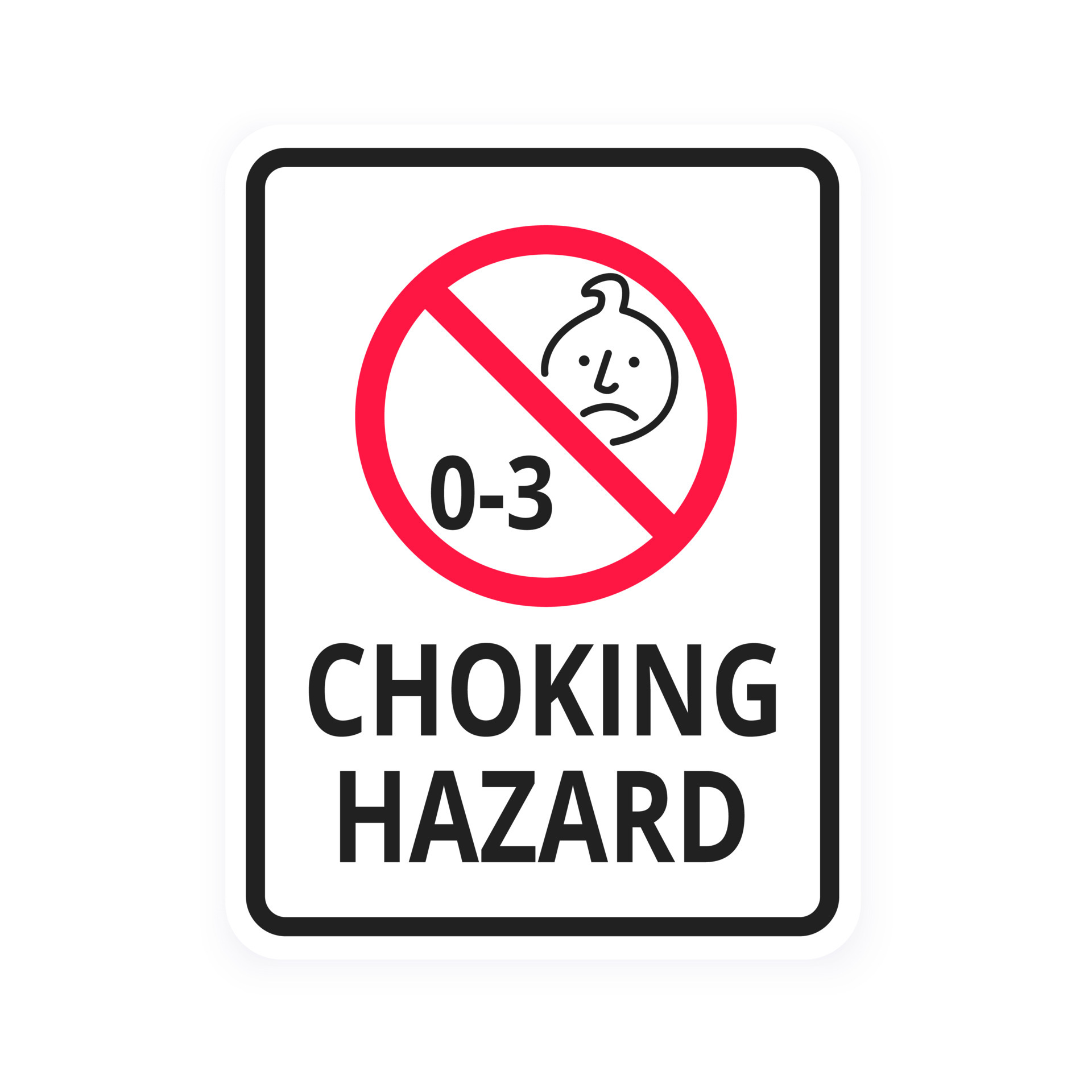 Choking warning hazard forbidden sign sticker not suitable for children