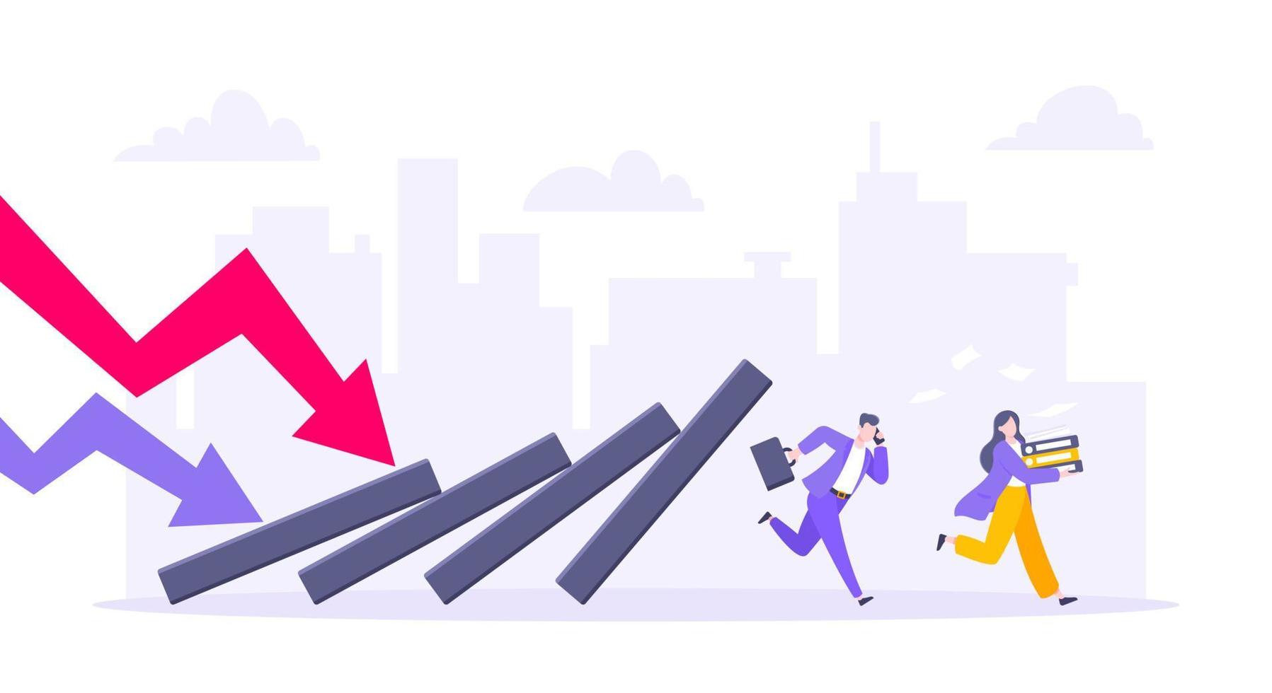 Domino effect or business resilience metaphor vector illustration concept.