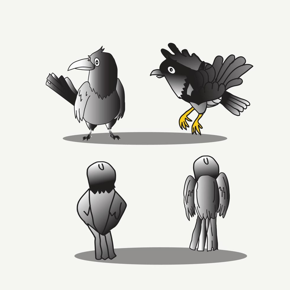 crow vector in different pose