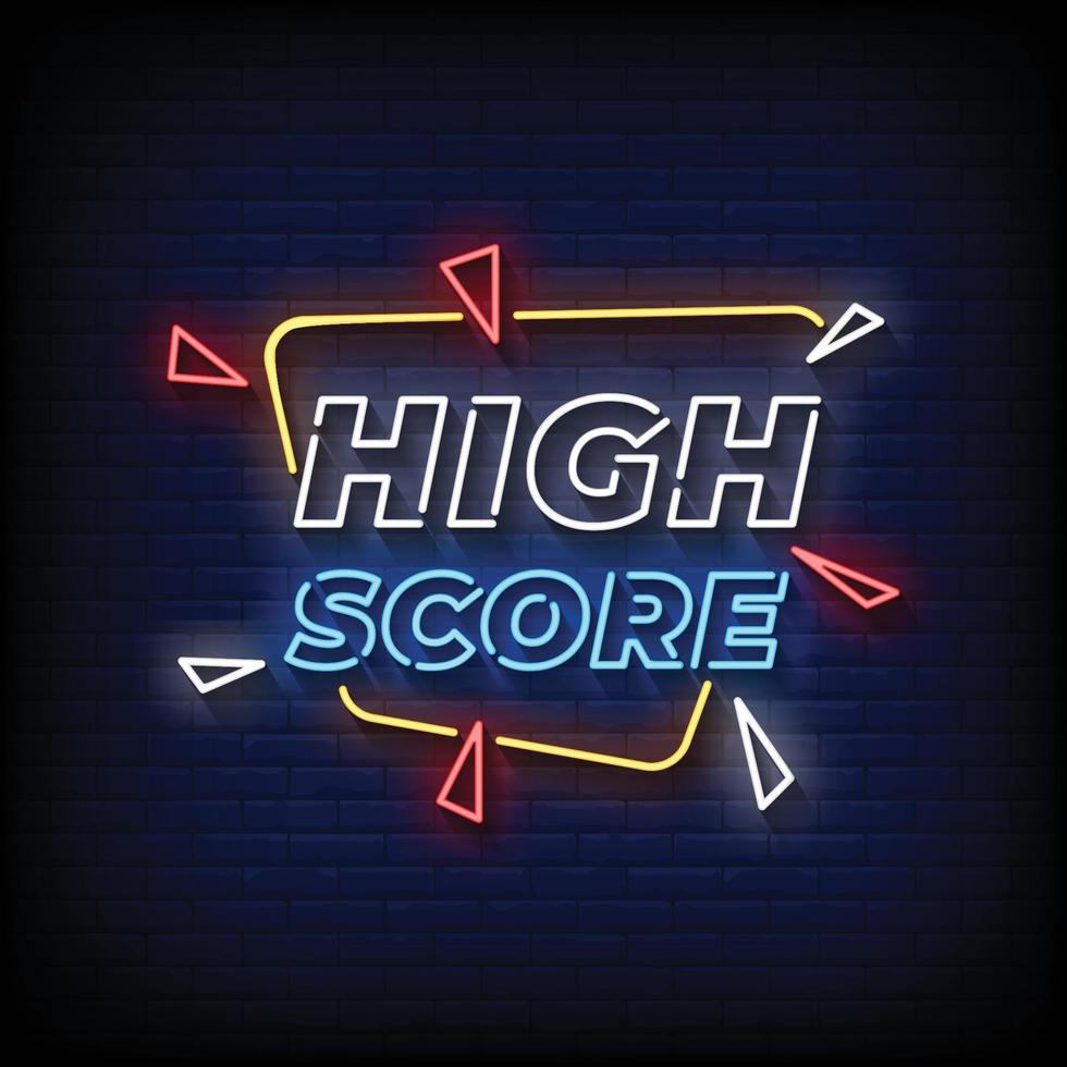 High Score Neon Signs Style Text Vector