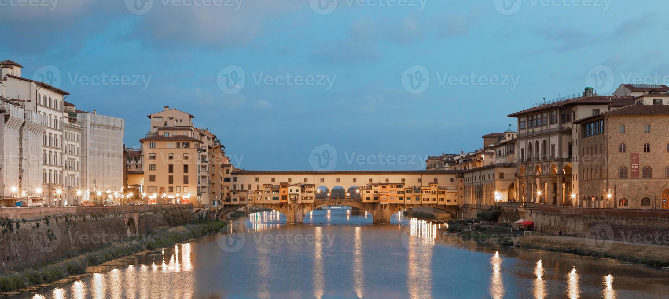 Sunset light on Ponte Vecchio - Old Bridge - in Florence, Italy. photo