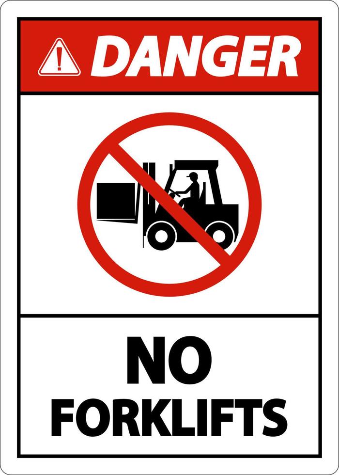 Danger No Forklifts Sign On White Background vector