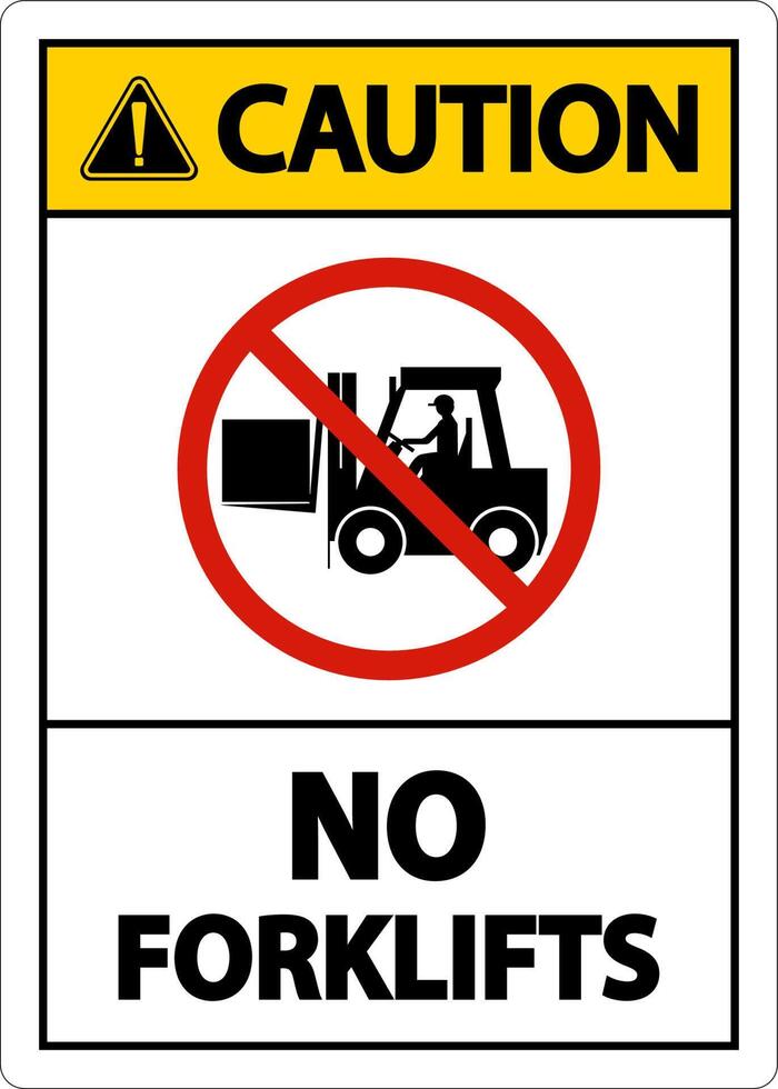 Caution No Forklifts Sign On White Background vector