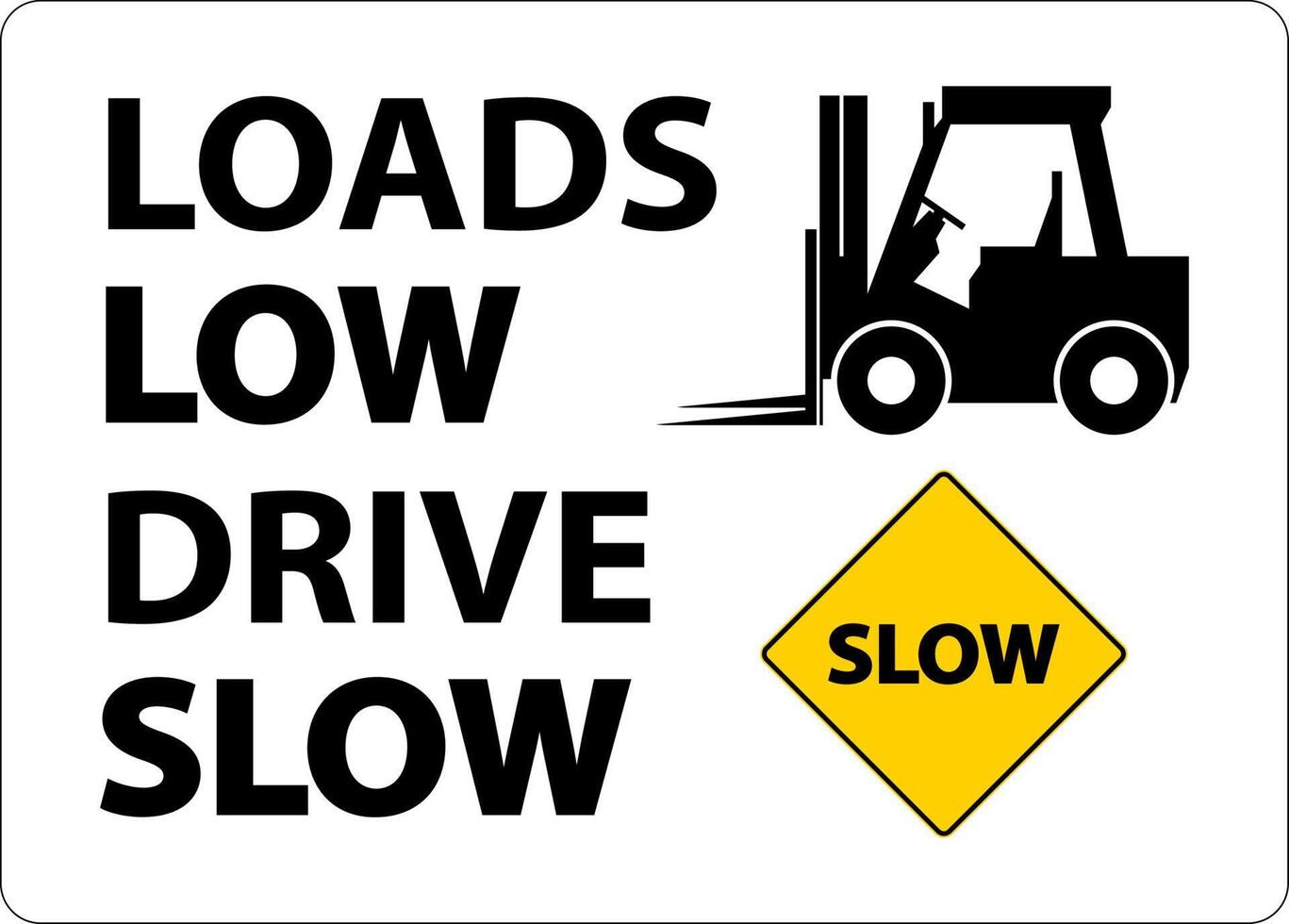 Low load. Drive slow. drive slowly. please drive slowly sign.