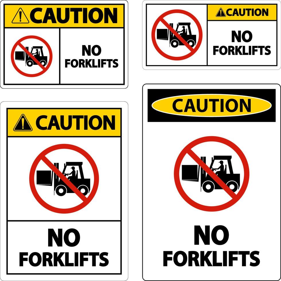 Caution No Forklifts Sign On White Background vector