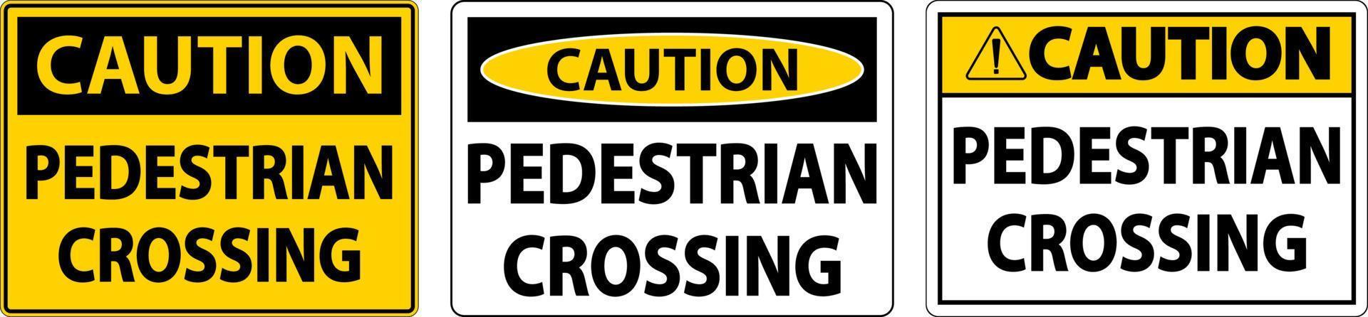 Precaución señal de cruce de peatones sobre fondo blanco. vector